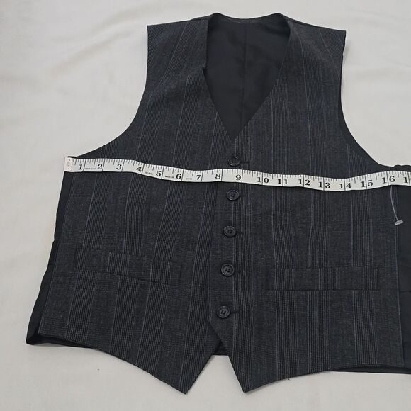 St. De Holt Stylish Black Pinstripe Wool Vest 38 - Picture 2 of 6